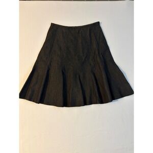 Larry Levine Petite Stretch Denim Skirt 10P Dark Wash A-Line Flared Paneled Midi